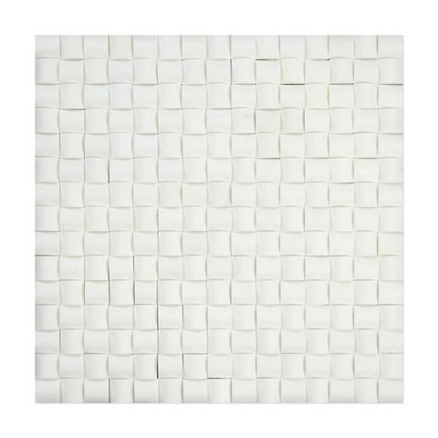 Thassos White 3D Squares Marble Mosaic