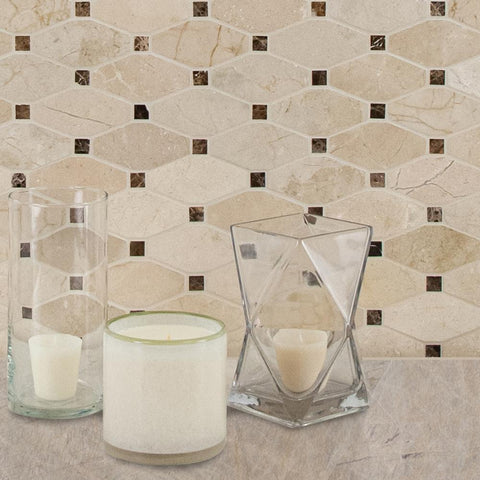 Valencia Blend Elongated Octagon Marble Mosaic Tile